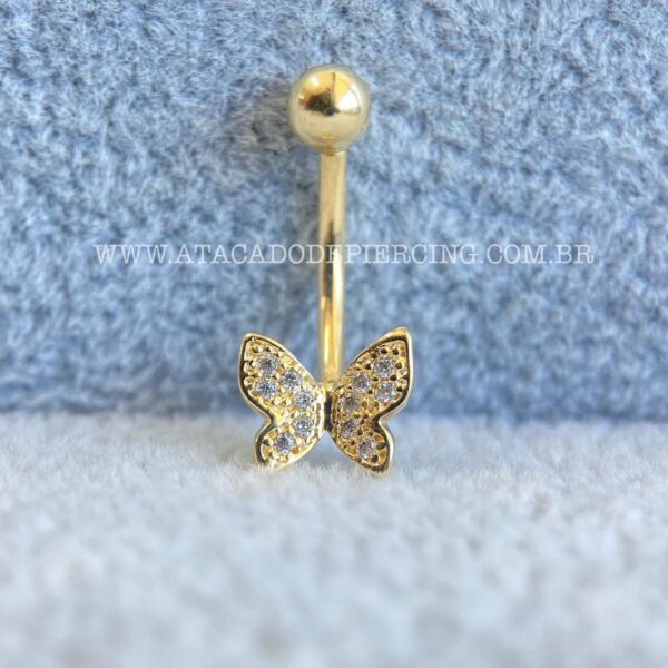 Bananabell Ouro 18K Borboleta Zircônias - Imagem 1