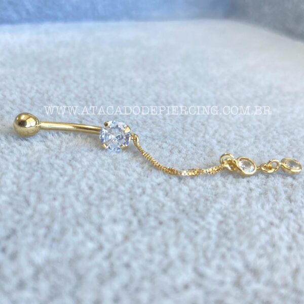 Bananabell Ouro 18K Zircônia Redonda com Correntes - Imagem 1
