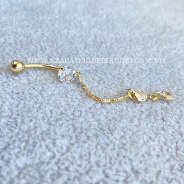 Bananabell Ouro 18K Zircônia Redonda com Correntes - Imagem 5