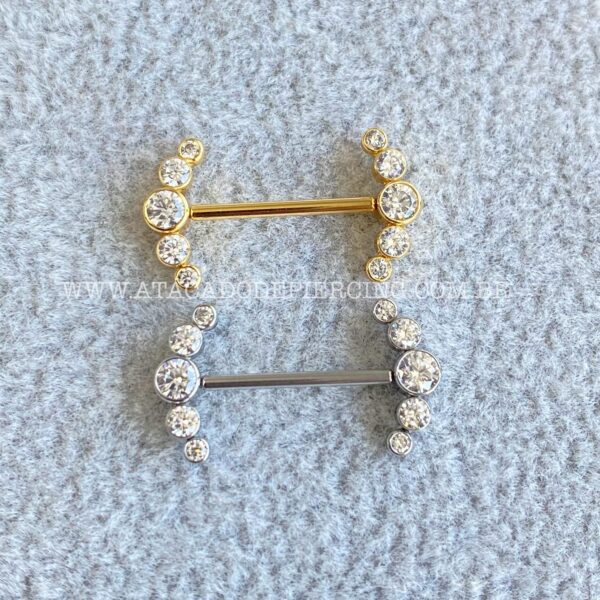 Barbell Push Pin Aço Cluster Zircônias - Imagem 1