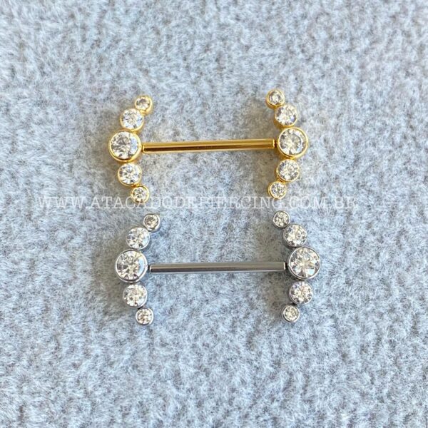 Barbell Push Pin Aço Cluster Zircônias - Imagem 8