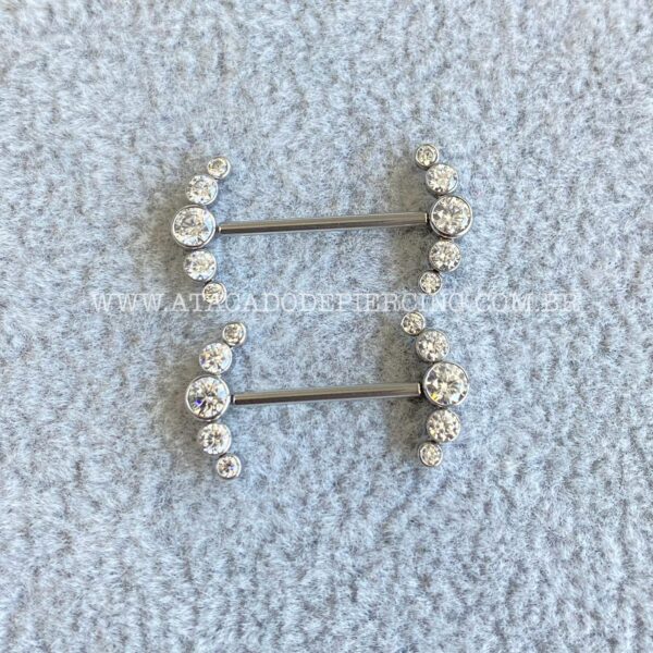 Barbell Push Pin Aço Cluster Zircônias - Imagem 5