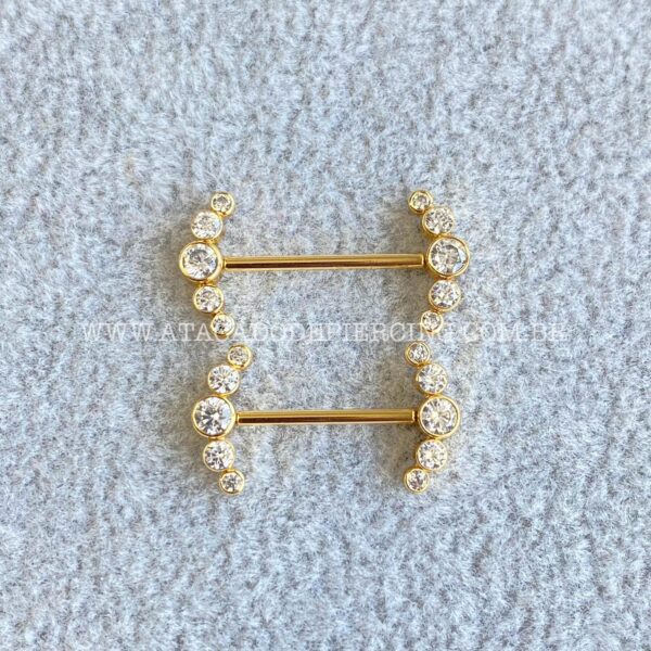 Barbell Push Pin Aço Cluster Zircônias - Imagem 6