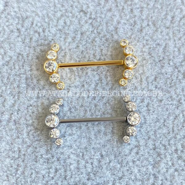 Barbell Push Pin Aço Cluster Zircônias - Imagem 7