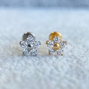 Labret Rosca Interna Titânio Flor Zircônias