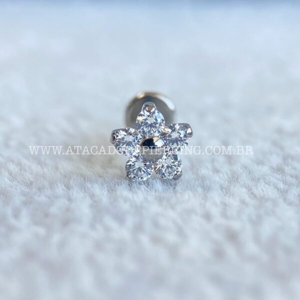 Labret Rosca Interna Titânio Flor Zircônias - Imagem 3