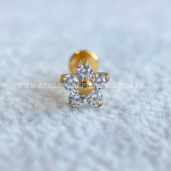 Labret Rosca Interna Titânio Flor Zircônias - Imagem 2