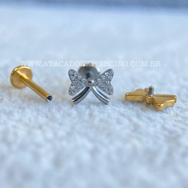 Labret Rosca Interna Titânio Laço Zircônias - Imagem 2