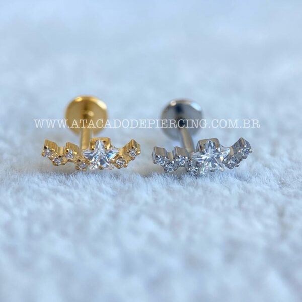 Labret Rosca Interna Titânio Cluster Estrela Zircônias - Imagem 1