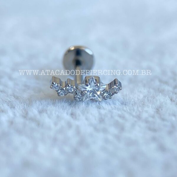 Labret Rosca Interna Titânio Cluster Estrela Zircônias - Imagem 3