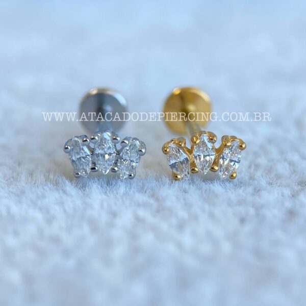 Labret Aço Rosca Interna Cluster Zircônias - Imagem 1