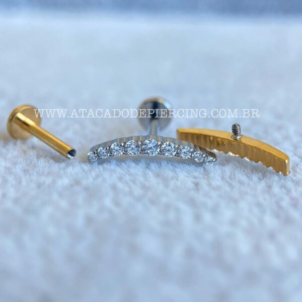 Labret Aço Rosca Interna Cluster Zircônias - Imagem 2