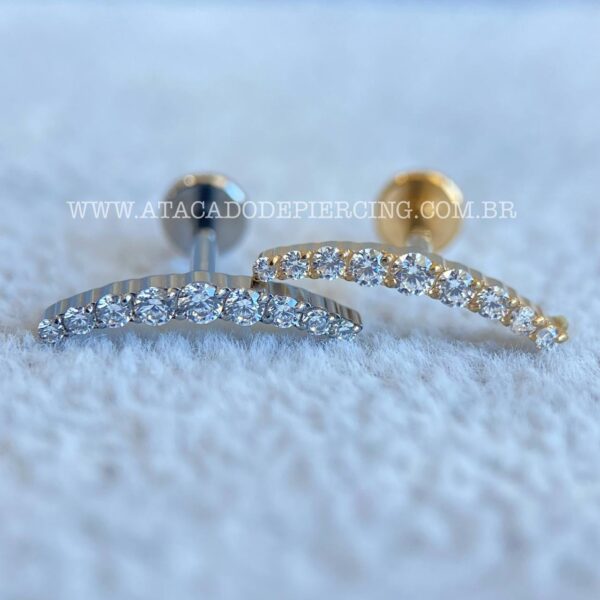 Labret Aço Rosca Interna Cluster Zircônias - Imagem 1