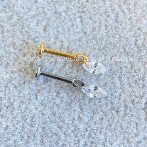 Labret Rosca Interna Titânio Pingente Zircônia