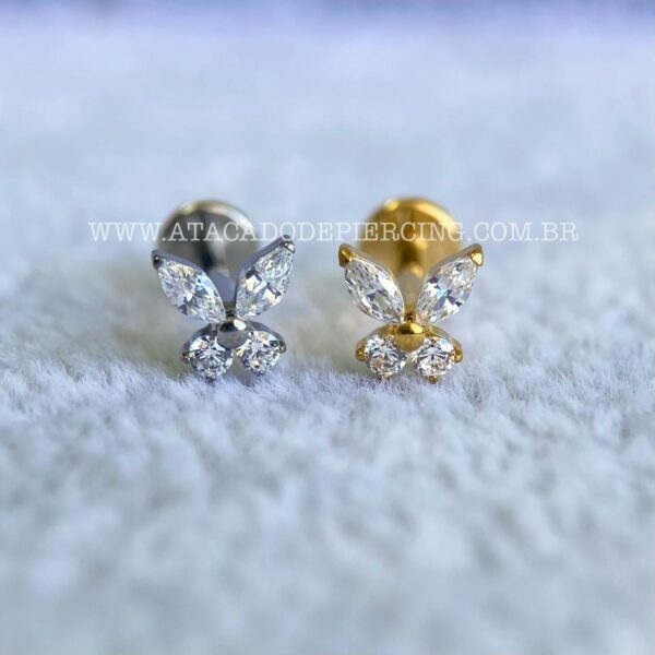 Labret Rosca Interna Titânio Borboleta Zircônias - Imagem 1