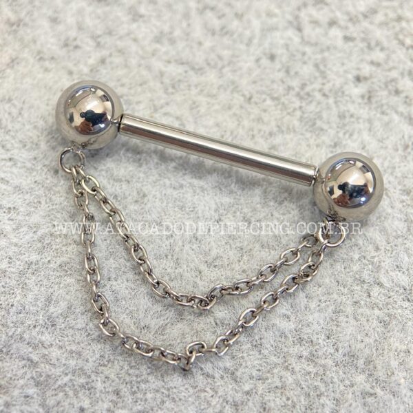 Barbell Titânio Push-Pin com Corrente - Imagem 3