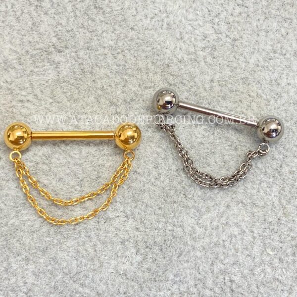 Barbell Titânio Push-Pin com Corrente - Imagem 1