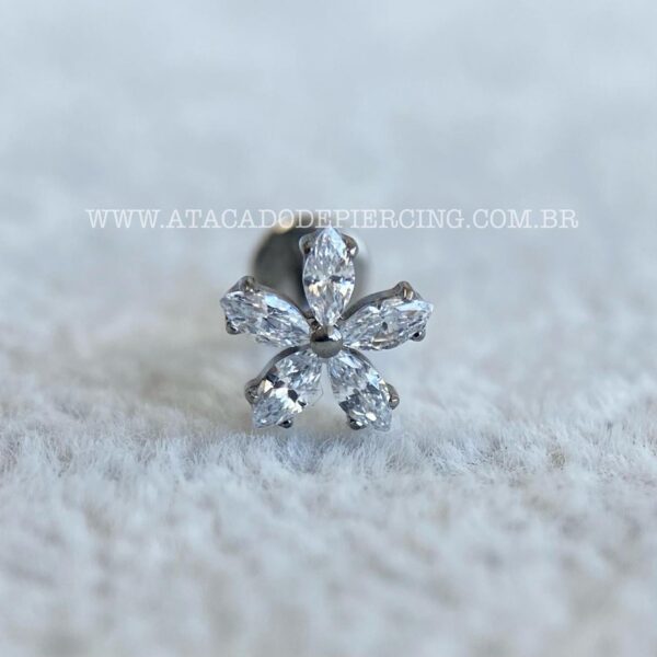 Labret Rosca Interna Titânio Flor Zircônias - Imagem 4