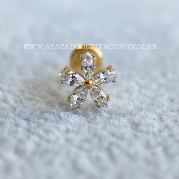 Labret Rosca Interna Titânio Flor Zircônias - Imagem 2