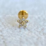 Labret Ouro 18K Estrela Zircônias