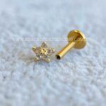 Labret Ouro 18K Estrela Zircônias - Imagem 3