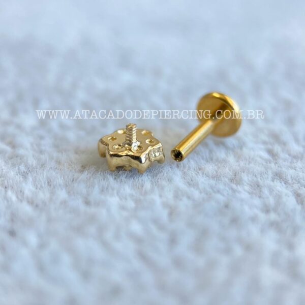 Labret Ouro 18K Flor Zircônias - Imagem 3