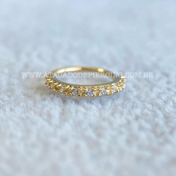 Argola Ouro 18K Zircônias - Imagem 1