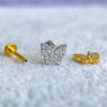 Labret Rosca Interna Titânio Borboleta Zircônias - Imagem 4