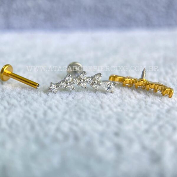 Labret Aço Rosca Interna Cluster Zircônias - Imagem 2