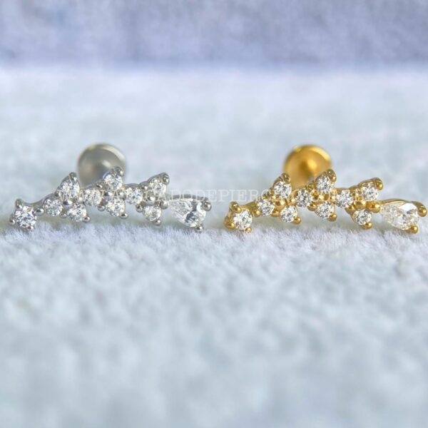 Labret Aço Rosca Interna Cluster Zircônias - Imagem 1