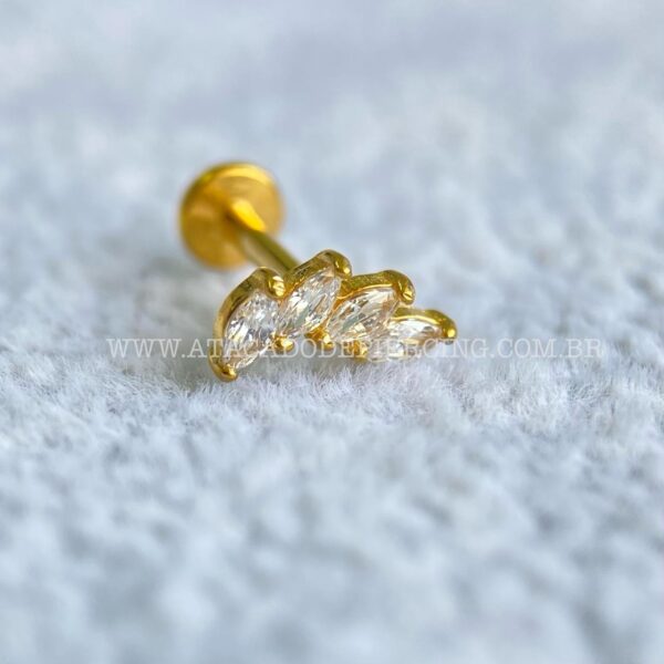 Labret Aço Rosca Interna Cluster Zircônias - Imagem 4