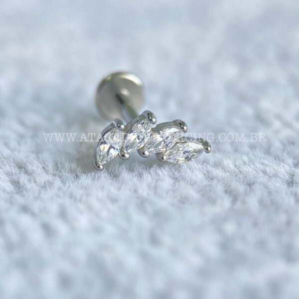 Labret Aço Rosca Interna Cluster Zircônias - Imagem 5