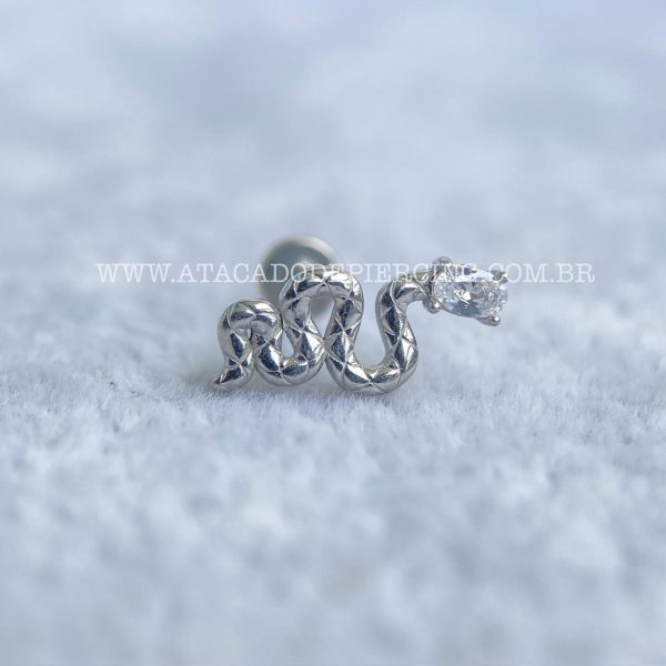 Labret Aço Rosca Interna Cobra Zircônias - Imagem 4