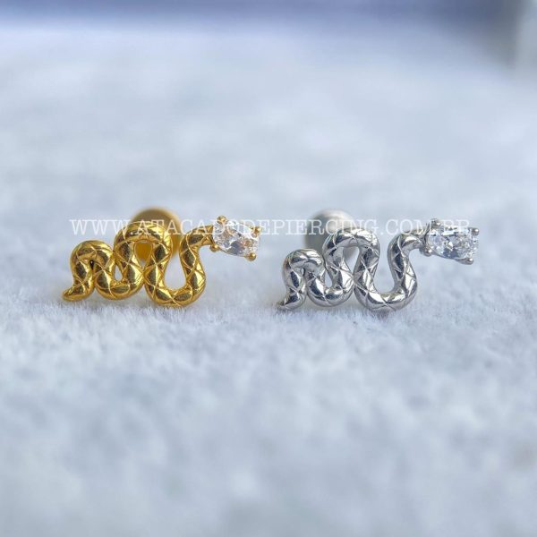 Labret Aço Rosca Interna Cobra Zircônias - Imagem 1