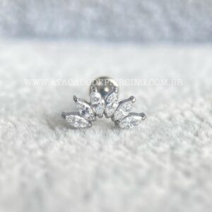 Labret Aço Rosca Interna Cluster Zircônias