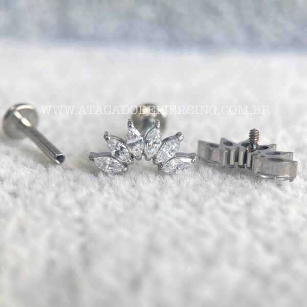 Labret Aço Rosca Interna Cluster Zircônias - Imagem 2