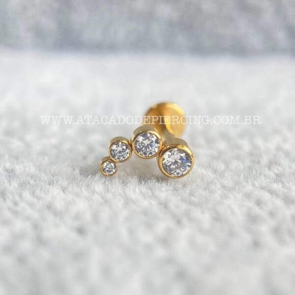 Labret Aço Rosca Interna Cluster Zircônias - Imagem 4