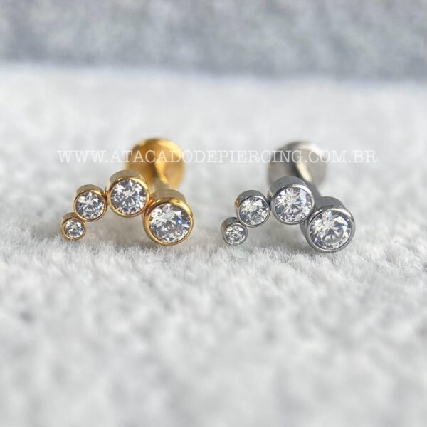 Labret Aço Rosca Interna Cluster Zircônias - Imagem 1