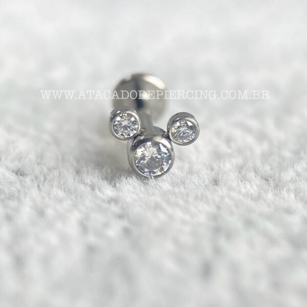 Labret Aço Rosca Interna Mickey Zircônias - Imagem 1