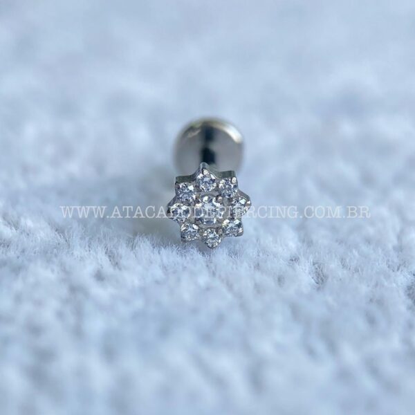 Labret Rosca Interna Titânio Flor Zircônias - Imagem 4