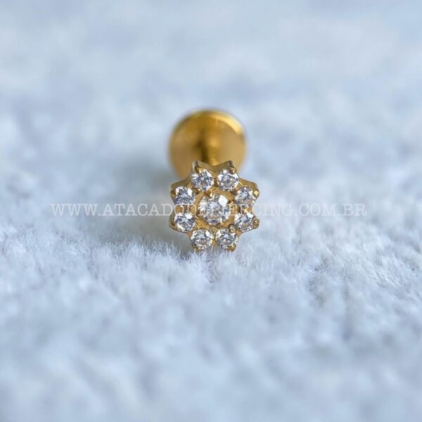Labret Rosca Interna Titânio Flor Zircônias - Imagem 2