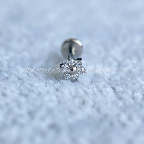 Labret Rosca Interna Titânio Flor Zircônias - Imagem 3