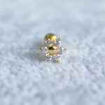 Minibarbell Prata 925 Flor Zircônias - Imagem 2