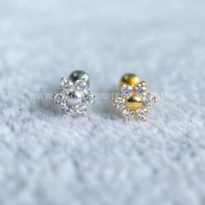 Minibarbell Prata 925 Flor Zircônias