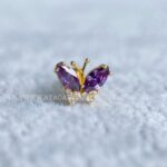 Minibarbell Prata 925 Borboleta Zircônia Roxo - Imagem 2
