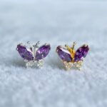 Minibarbell Prata 925 Borboleta Zircônia Roxo