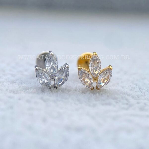 Labret Rosca Interna Titânio Flor de Lotus Zircônias - Imagem 1