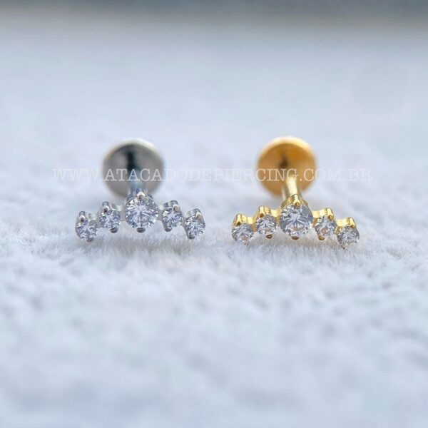 Labret Rosca Interna Titânio Mini Cluster Zircônias - Imagem 1