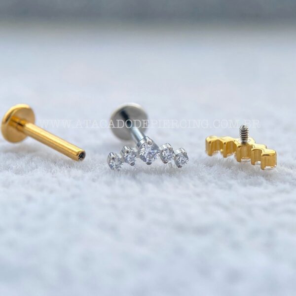 Labret Rosca Interna Titânio Mini Cluster Zircônias - Imagem 3