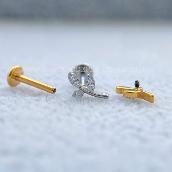 Labret Rosca Interna Titânio Mini Ramo Zircônias - Imagem 3